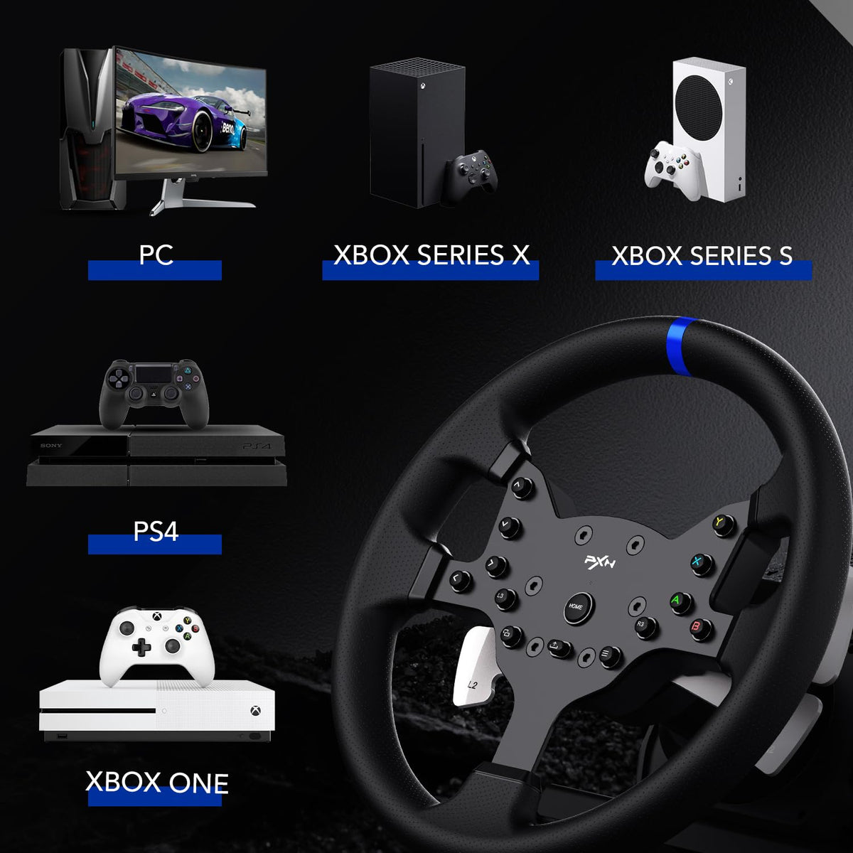 PC Racing Wheel with Force Feedback Steering Wheel, Pedals, Shifter, Detachable 270/900 Degree Steering Wheel U2814