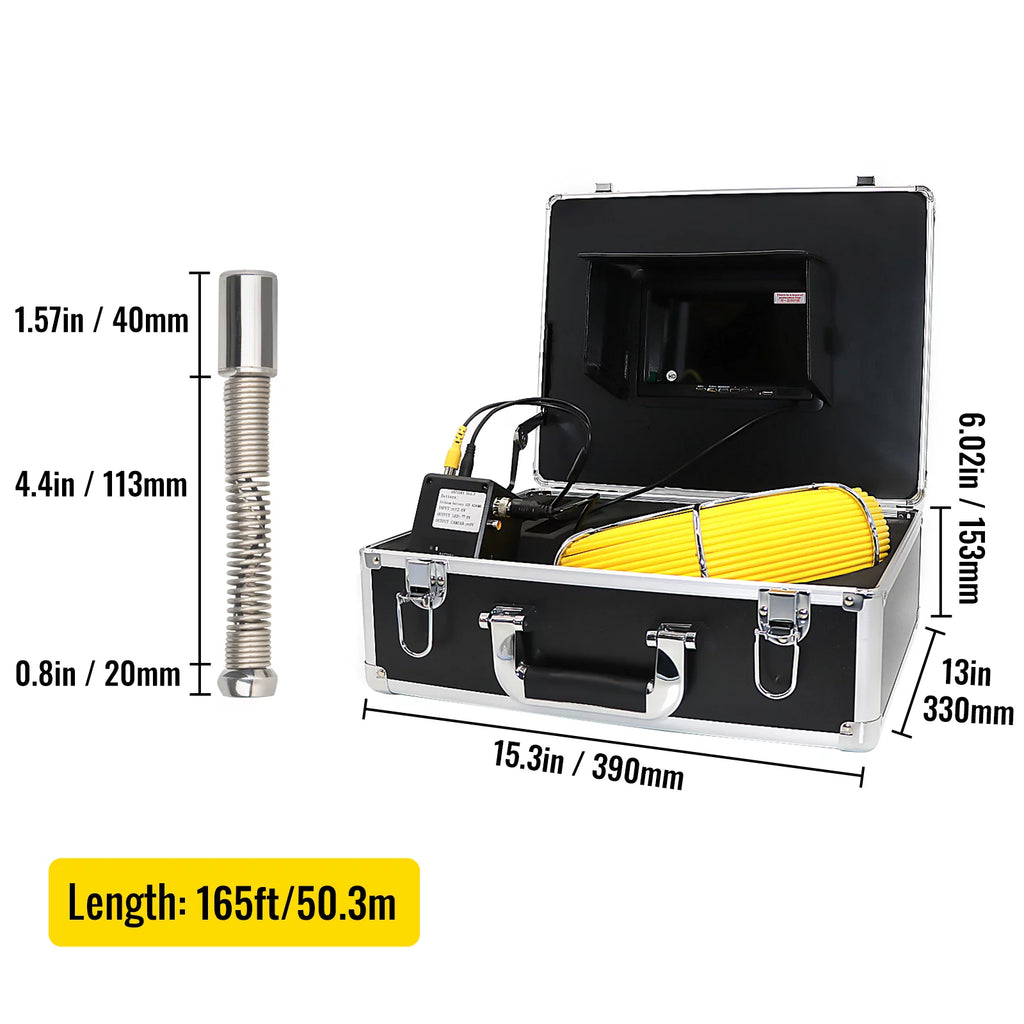 165' Cable Waterproof IP68 Sewer Camera with 512Hz Sonde Transmitter & Receiver X1740