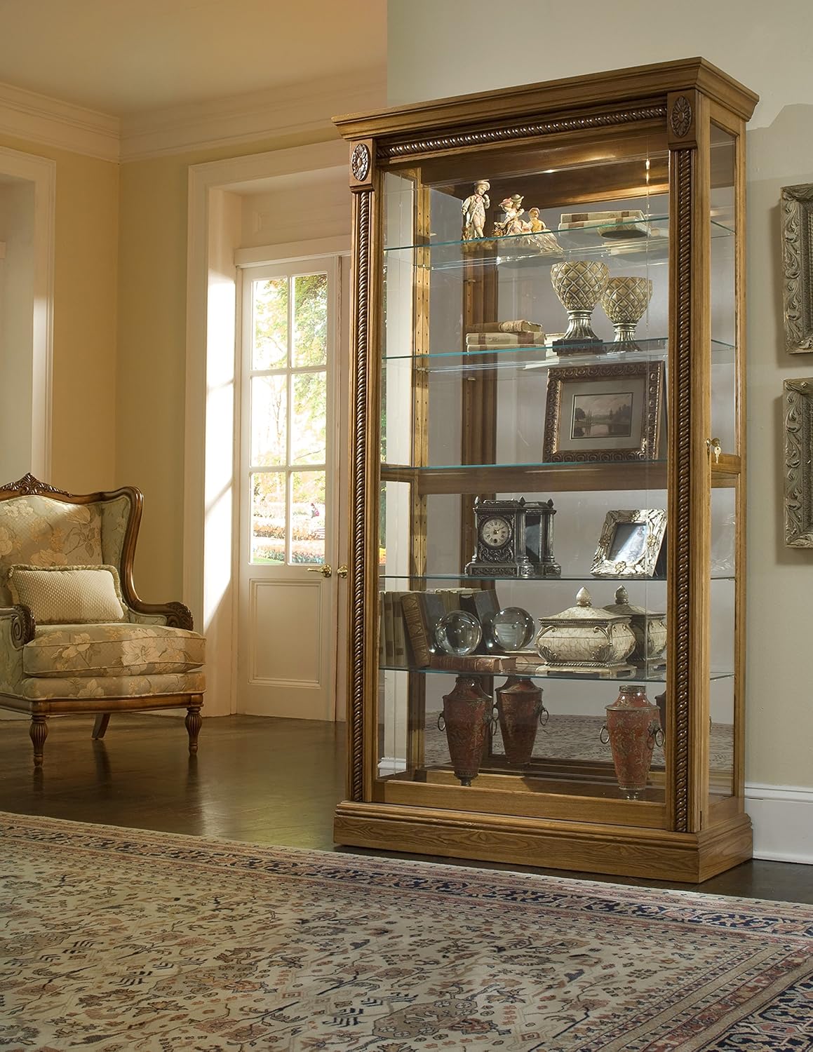 Medium Brown Two Way Sliding Door Curio Q22847