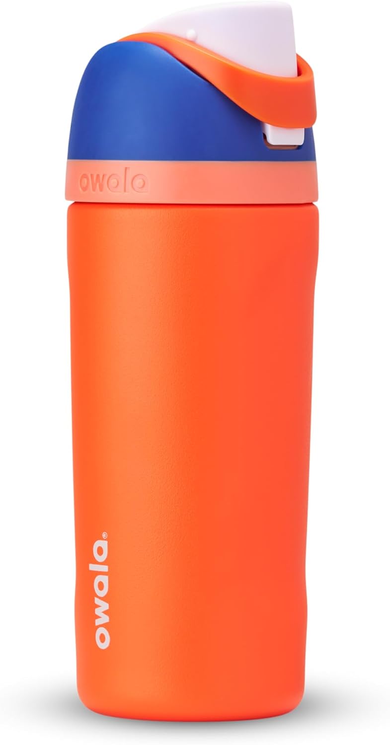 16 oz Insulated Stainless Steel Water Bottle with Straw and Push-Button Lid L7856