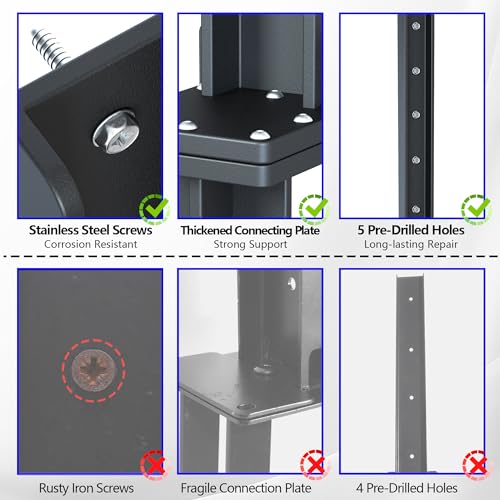 4-Pack 32in Stainless Steel Fence Post Anchor Black Q606