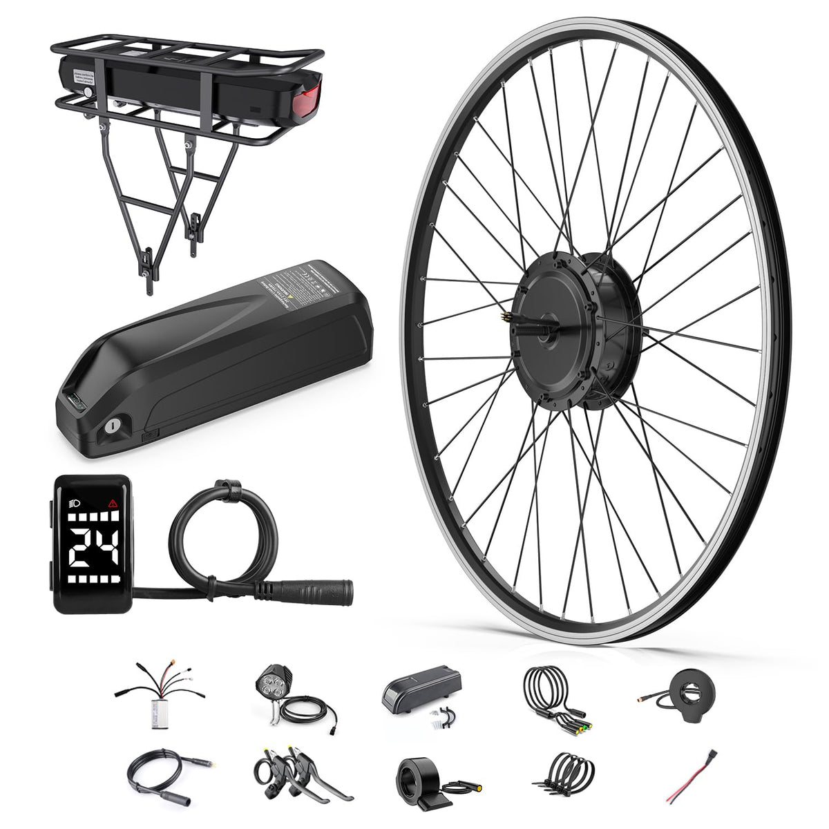 48V 500W Front Hub Motor Electric Bike Conversion Kit for 26 inch Wheel Q588642