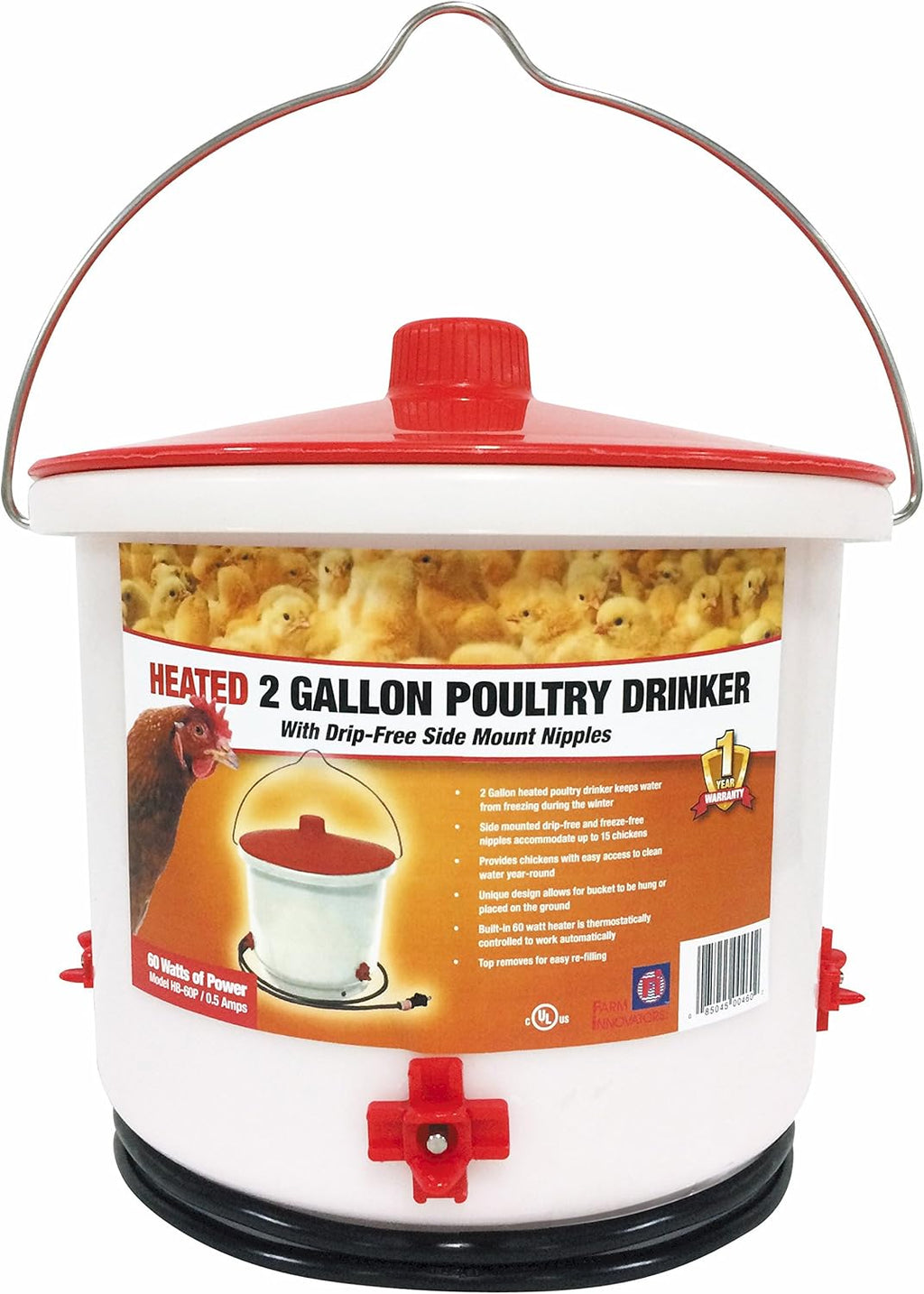 Heated 2 Gallon Poultry Drinker, Green F1424