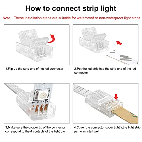 4 Pin 10mm LED Strip Connector Kit 32.8ft 5 Pcs A559037