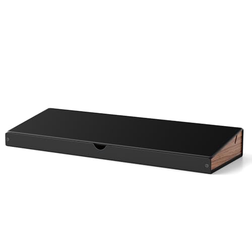 Small White Glass Dry Erase Board with Aluminum Frame and Wooden Storage Compartment D553