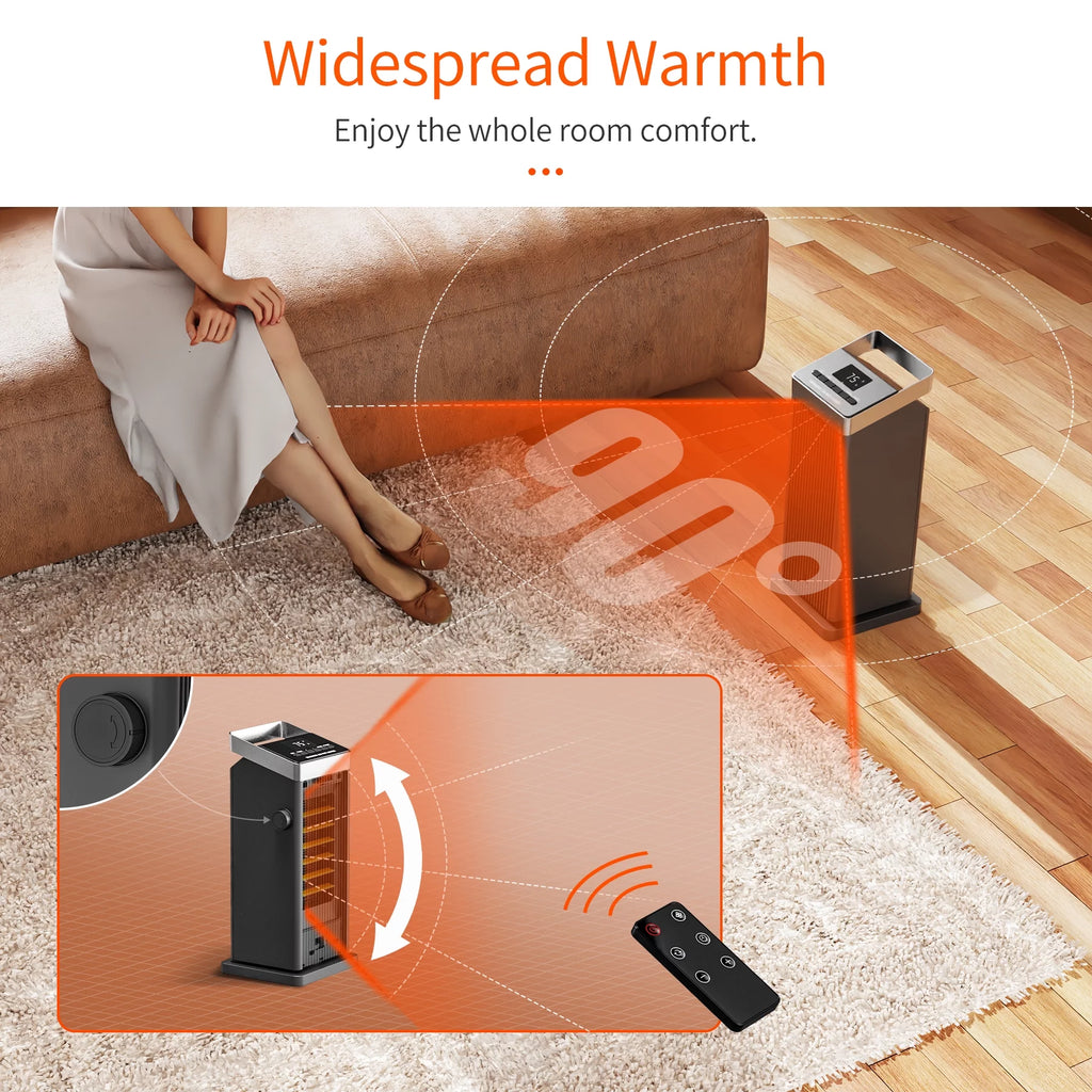 1500W Ceramic Heater with Thermostat and Remote Control D804