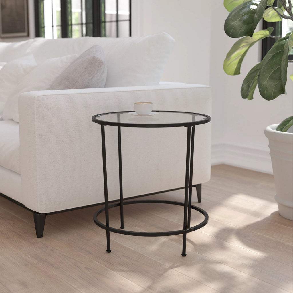 Clear Matte Black End Table V225632