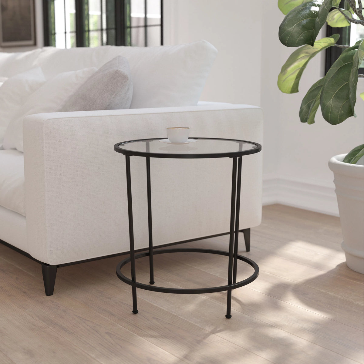 Clear Matte Black End Table V225632