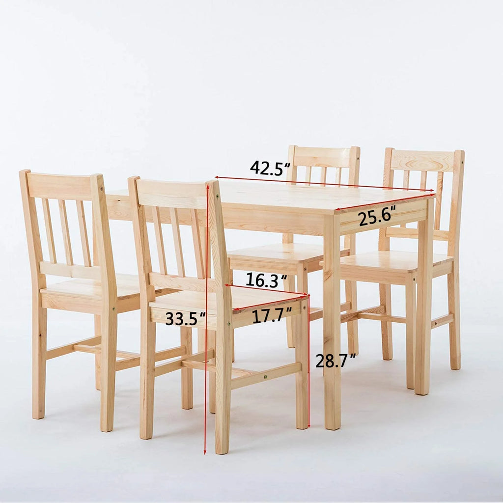 Pine Wood Dining Table Set with 4 Chairs I81847