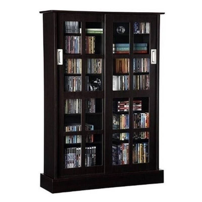 Espresso Sliding Glass Door Media Cabinet R353164