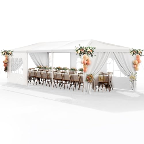 White 10x30 Heavy Duty Party Tent with 7 Removable Sidewalls N487351