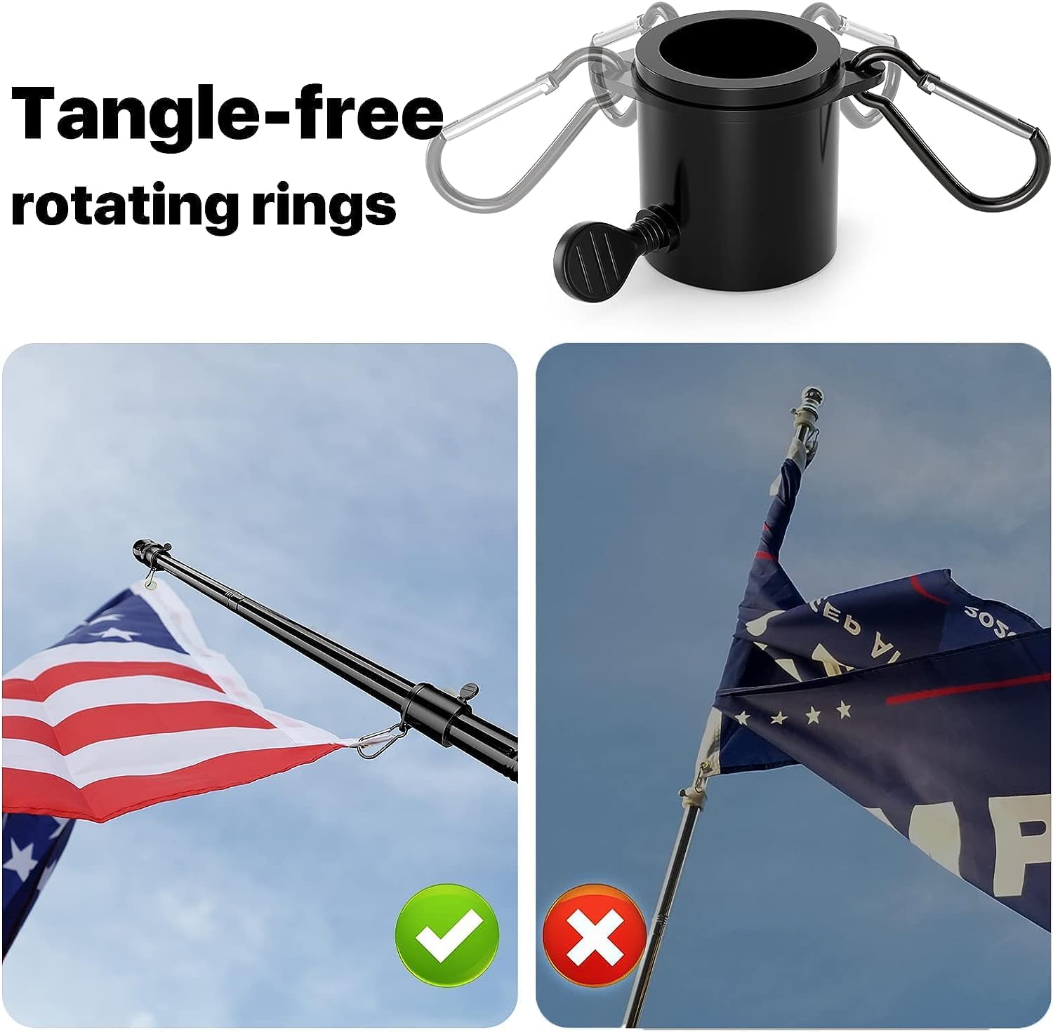 6FT Metal Flag Pole with Two-Position Bracket Holders Black P552