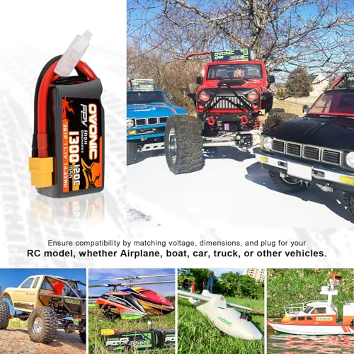 11.1V 1300mAh 3S RC Battery with XT60 Plug (2 Pack) Y109474