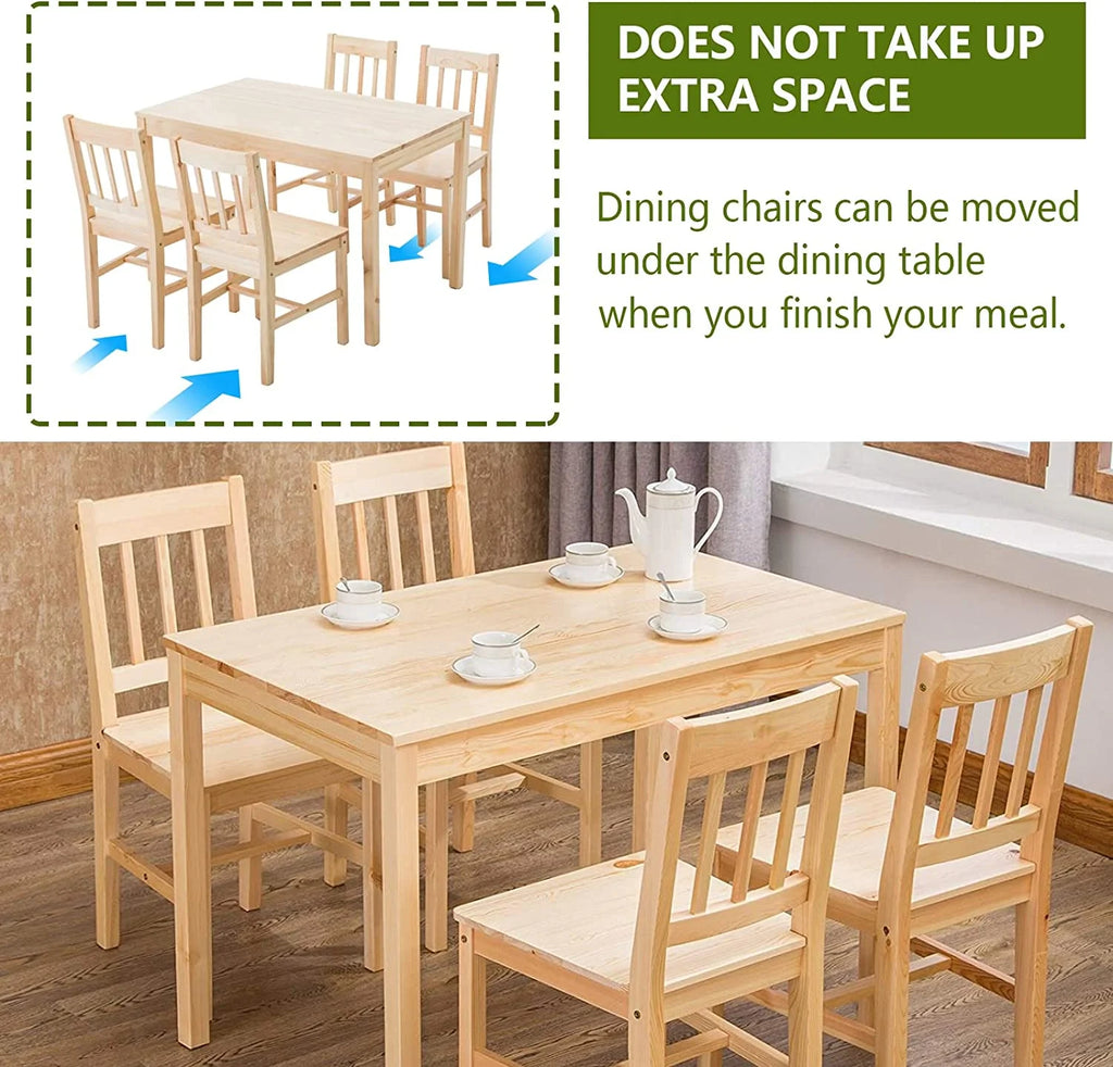 Pine Wood Dining Table Set with 4 Chairs I81847