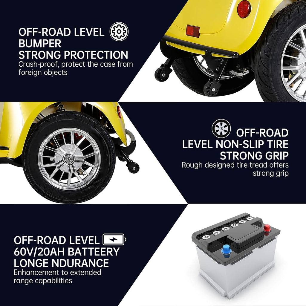 Yellow 4 Wheel Mobility Scooter 500lbs Capacity F9890