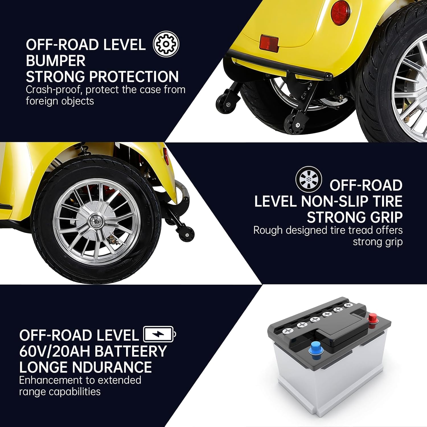 Yellow 4 Wheel Mobility Scooter 500lbs Capacity F9890