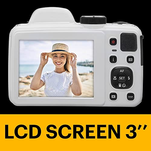 20MP Digital Camera 40X Optical Zoom 24mm Wide Angle Lens Optical Image Stabilization 1080P Full HD Video 3" LCD White F896