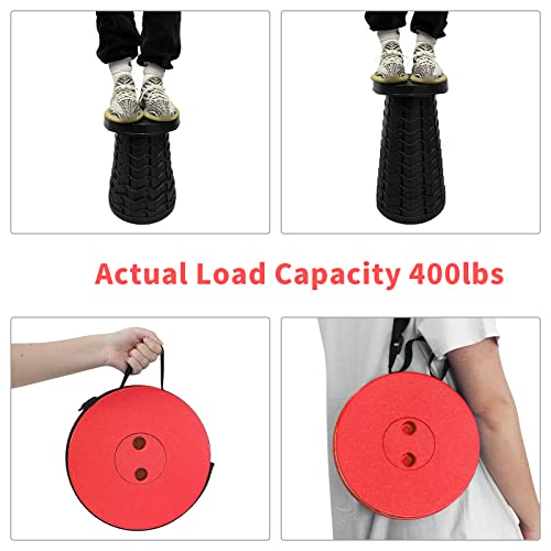 Portable Collapsible Telescoping Stool Lightweight Max Load 400lbs Retractable Folding Stool Black M6544
