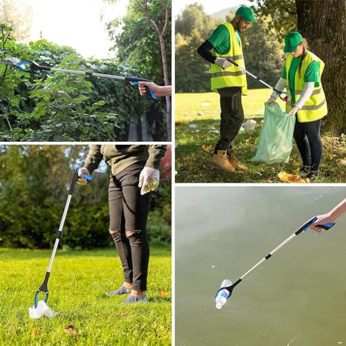 32" Foldable Reacher Grabber Tool with 360° Rotating Jaw & Magnet, Blue H120