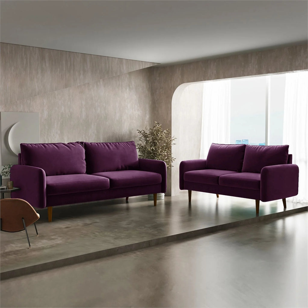 70" Upholstered Velvet Sofa in Purple J179760