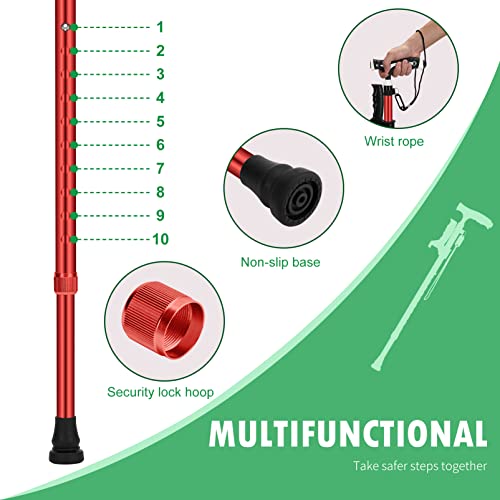 Aluminum Alloy Lightweight Height Adjustable Heavy Duty Foldable Walking Cane with LED O290