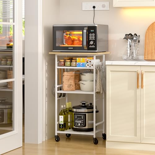 3 Tier Rolling Kitchen Microwave Cart with Adjustable Shelf G99378