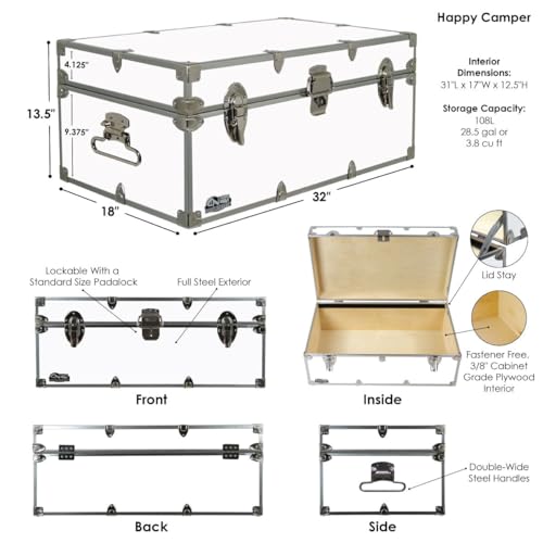 Navy Steel Footlocker with Tray - 32 x 18 x 13.5 Inches R71319