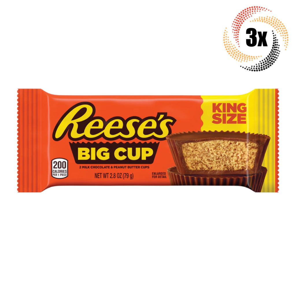 3 Packs Reese's Peanut Butter King Size Big Cups 2.6oz S88059