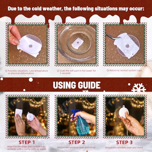 5Pack Christmas Window Lights with Timer, Battery Powered White LED Snowflake Decor C50355