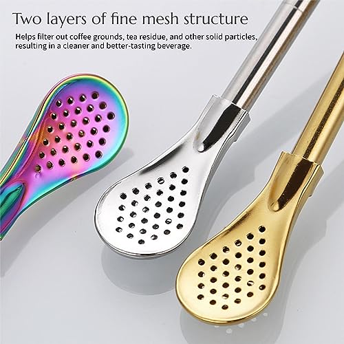 4pcs Stainless Steel Spoon Straws with Cleaning Brush I789873