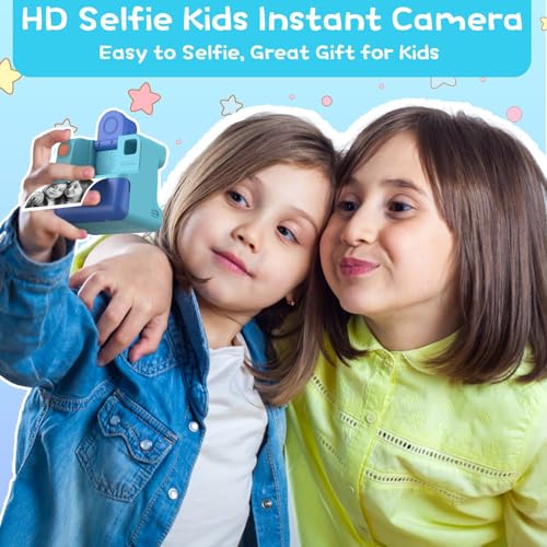 Blue FHD Selfie Digital Video Camera with 3 Rolls Print Paper & 32G Card K731