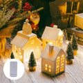 7 Pcs Christmas Porcelain Village Tabletop Figurine LED House Decorations N68476