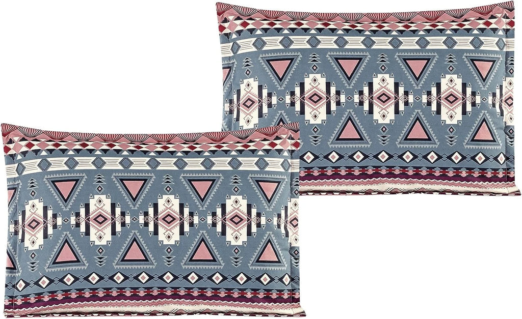 Teal Pink Southwestern Design Comforter Bedding Set Queen Size J15324