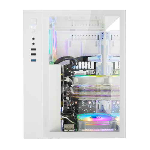 White Gaming PC Desktop with Ryzen 5 5500, GeForce RTX 3050 6GB, 16GB DDR4, 1TB NVME SSD A614