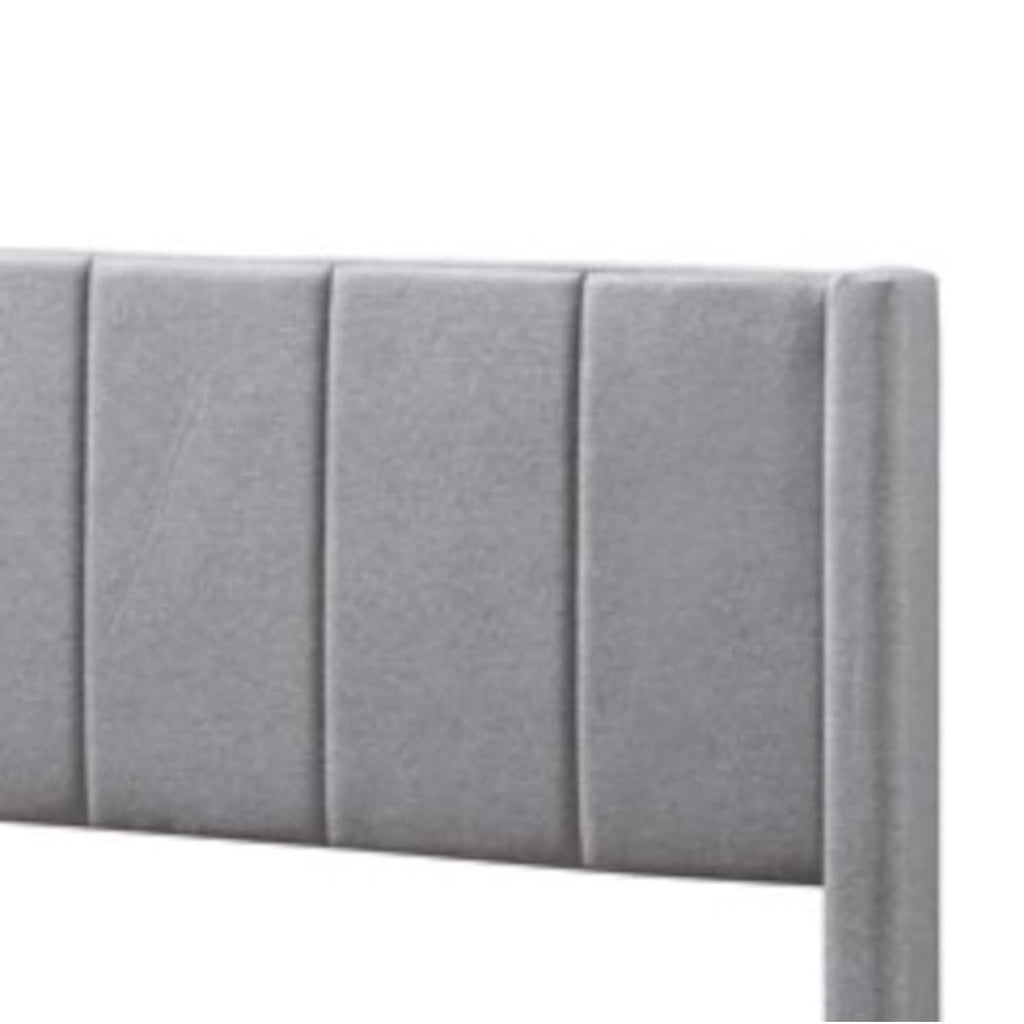 King Grey Linen Vertical Tufted Platform Bed E5003