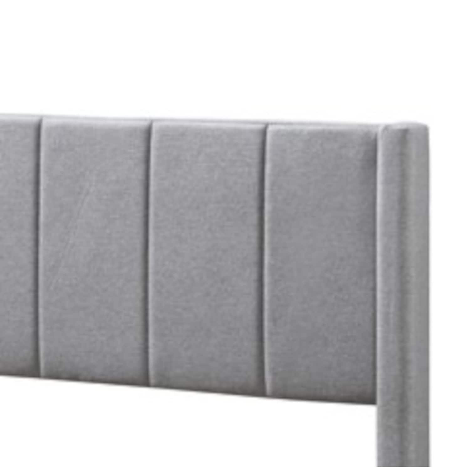 King Grey Linen Vertical Tufted Platform Bed E5003