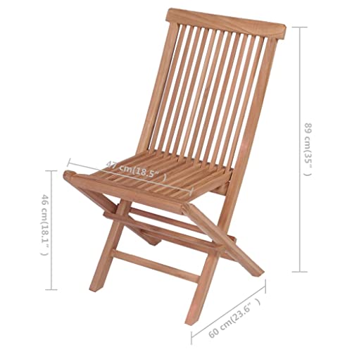 Folding Patio Chairs Set of 4 Solid Teak Wood U652406