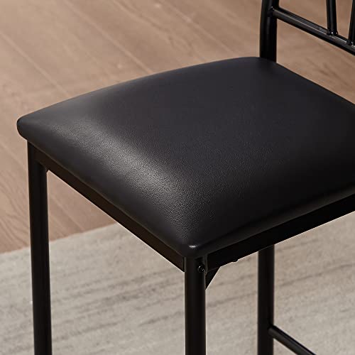 Gray Small Bar Table and Chairs Dining Set for 2 with Storage Shelves M76224