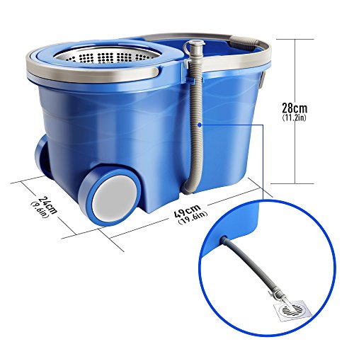 Mop Bucket with Wringer Set, Stainless Steel Handle, 5 Microfiber Replacement Heads, 1 Floor Brush Mop Head W928752