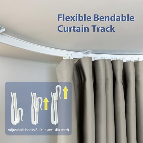 White Room Divider Curtain with Ceiling Track and Hooks, 1 Panel, W 8.3 x H 7ft K350