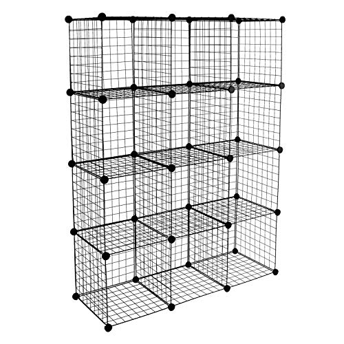 12-Cube Black Metal Wire Storage Organizer E245