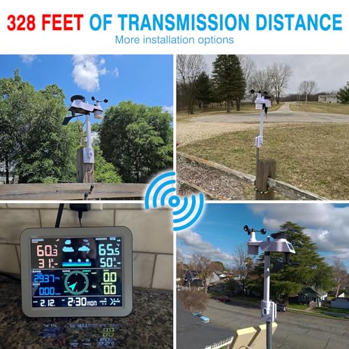 Wireless 7-in-1 Indoor Outdoor Weather Station with Rain Gauge D712354