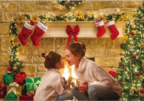 7x5ft Christmas Fireplace Theme Backdrop for Photography Y644360