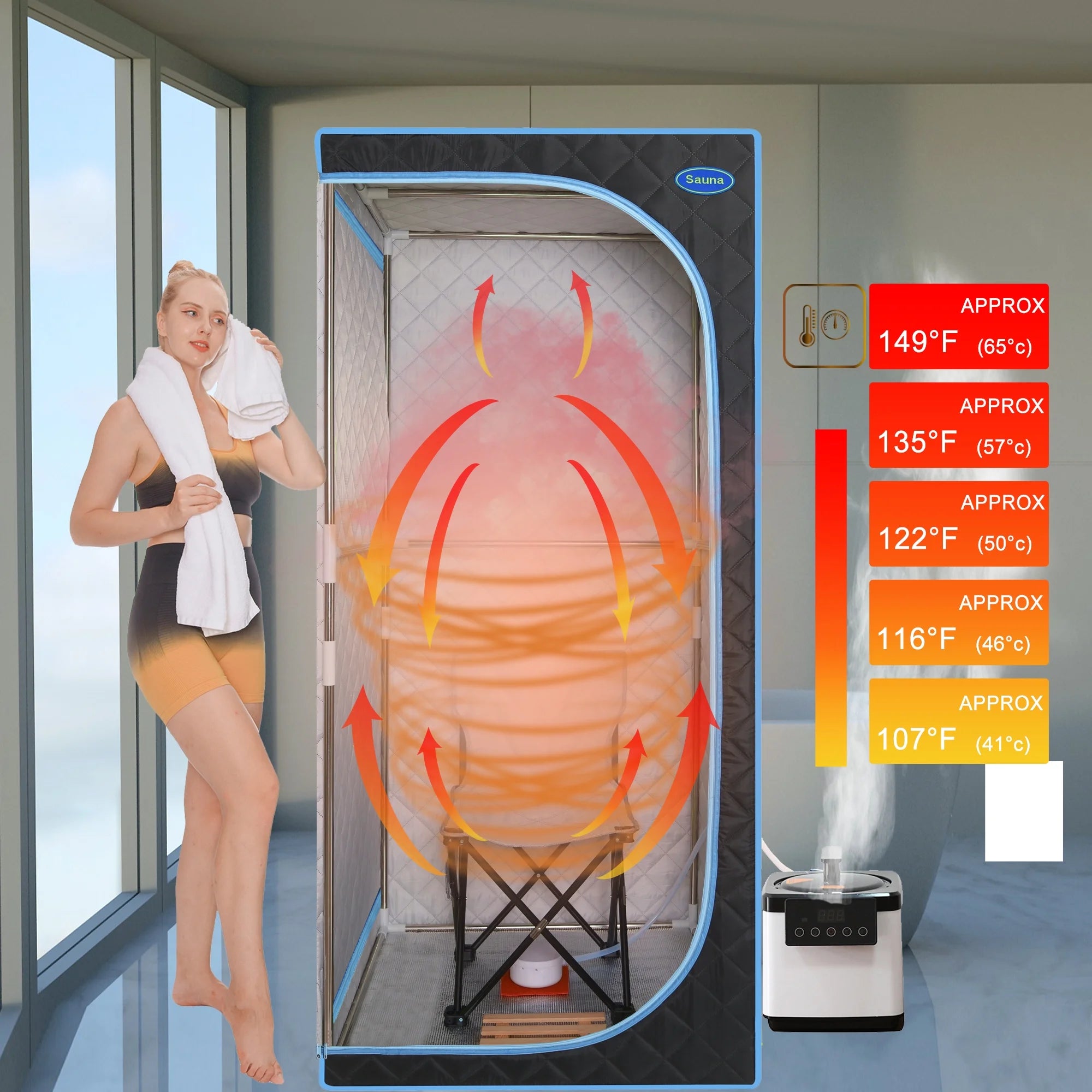 Black Far Infrared Full Body Sauna Tent D541223