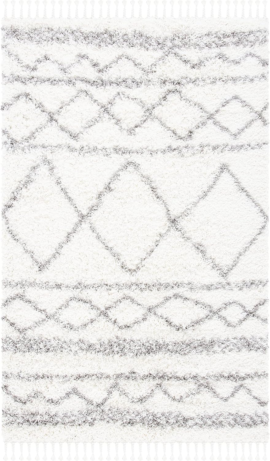 9' x 12' Ivory Grey Shag Area Rug X455386