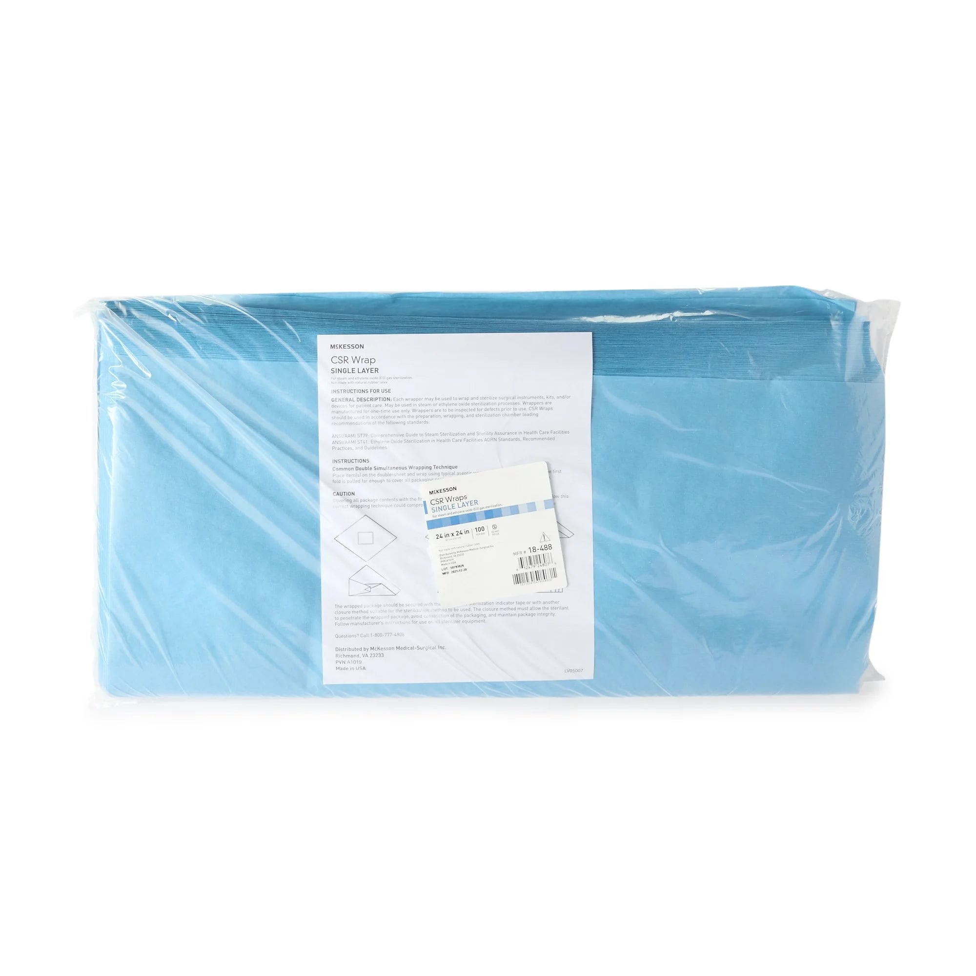 Sterilization Wrap Blue 24 x 24" 100 Ct I32678