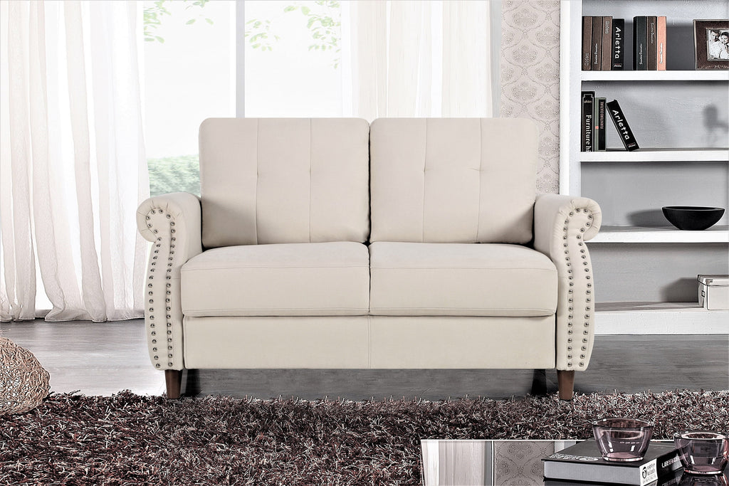 Beige Loveseat and Sofa P640175