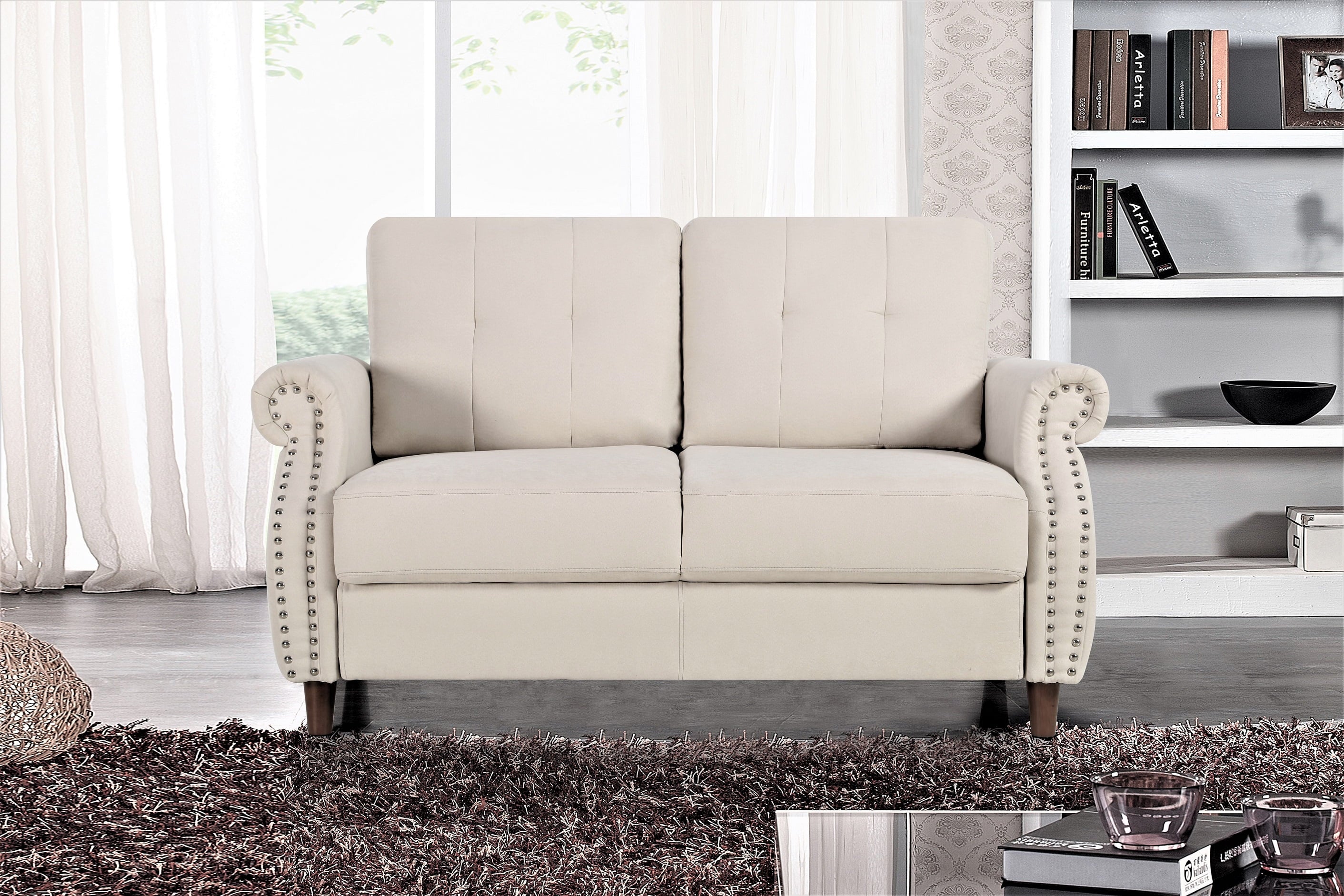 Beige Loveseat and Sofa P640175