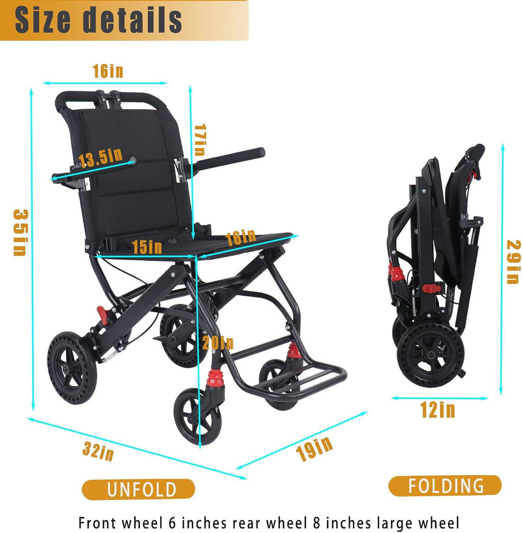 Ultra-Light Portable Folding Wheelchair with Handbrake K361155