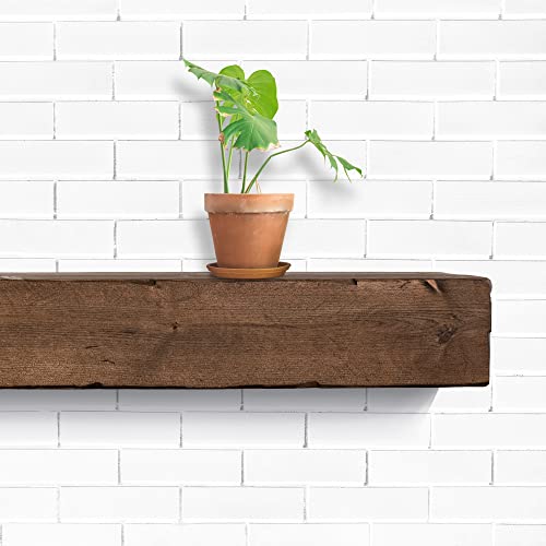 Rustic Real Wood Floating Mantle Shelf K363174